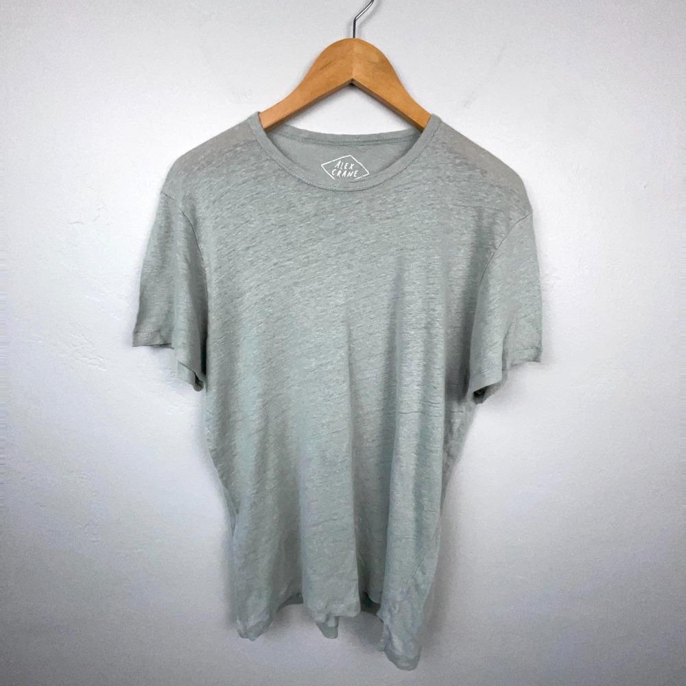 Alex Crane 100% Linen T Shirt Men Small Heather Gray Knit Made Portugal Tee